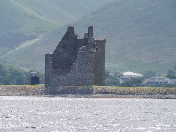 Lochranza Castle from yacht